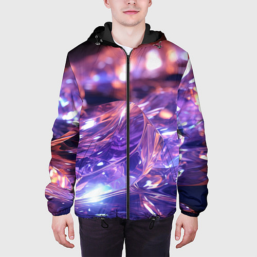 Мужская куртка Плавление абстрактных блестящих камней / 3D-Черный – фото 3