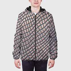 Куртка с капюшоном мужская Кожаный принт, цвет: 3D-черный — фото 2