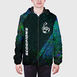 Куртка с капюшоном мужская Scorpions glitch blue, цвет: 3D-черный — фото 2