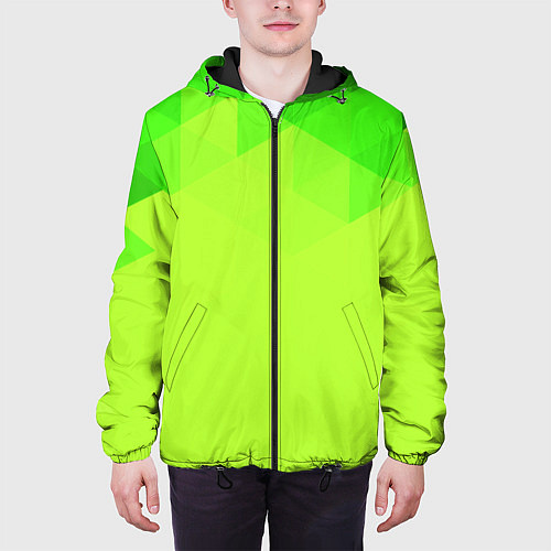 Мужская куртка Кислотная геометрия лайм / 3D-Черный – фото 3