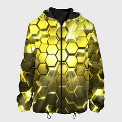 Куртка с капюшоном мужская Золотые соты, цвет: 3D-черный