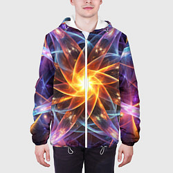 Куртка с капюшоном мужская Закрученная абстракция, цвет: 3D-белый — фото 2