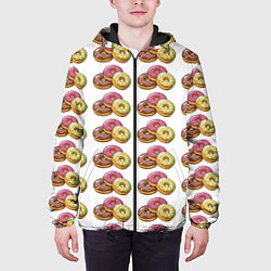 Куртка с капюшоном мужская Пончики-фастфуд паттерн, цвет: 3D-черный — фото 2