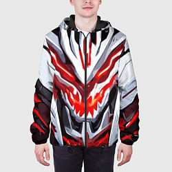 Куртка с капюшоном мужская Абстрактный красный кибер демон, цвет: 3D-черный — фото 2