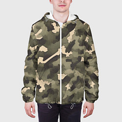 Куртка с капюшоном мужская Армейский камуфляж песчаный, цвет: 3D-белый — фото 2