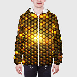 Куртка с капюшоном мужская Металлические соты - роскошный блеск золота, цвет: 3D-белый — фото 2
