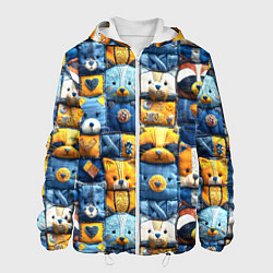 Мужская куртка Пэчворк с мордашками енотов