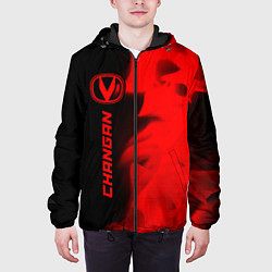 Куртка с капюшоном мужская Changan - red gradient по-вертикали, цвет: 3D-черный — фото 2