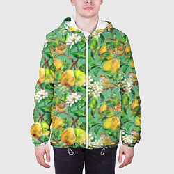 Куртка с капюшоном мужская Груши и птицы, цвет: 3D-белый — фото 2