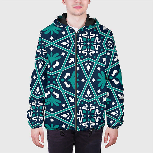 Мужская куртка Геометрический узор арабеска / 3D-Черный – фото 3