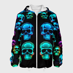 Куртка с капюшоном мужская Neon skulls - ai art pattern, цвет: 3D-белый