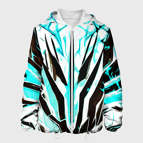 Мужская куртка Чёрно-голубая абстракция на белом фоне / 3D-Белый – фото 1