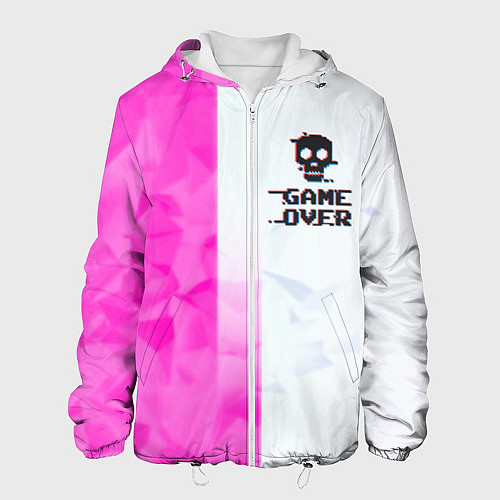 Мужская куртка Game over pink abstraction / 3D-Белый – фото 1