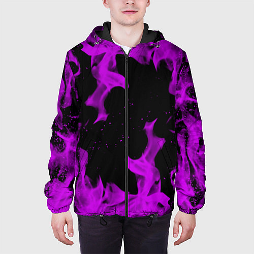 Мужская куртка Неоновый огонь текстура / 3D-Черный – фото 3