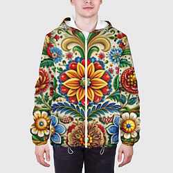 Куртка с капюшоном мужская Русские классические узоры и орнамент, цвет: 3D-белый — фото 2