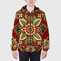 Куртка с капюшоном мужская Русские классические узоры и орнамент, цвет: 3D-черный — фото 2