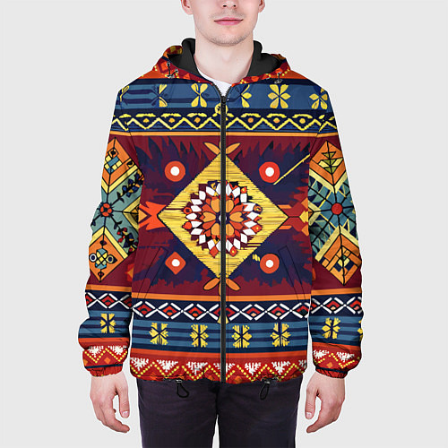 Мужская куртка Стиль советского ковра узоры и орнамент / 3D-Черный – фото 3