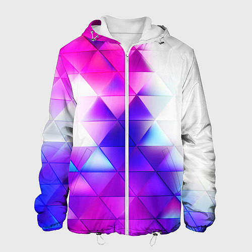 Мужская куртка Неоновые треугольники абстракция / 3D-Белый – фото 1