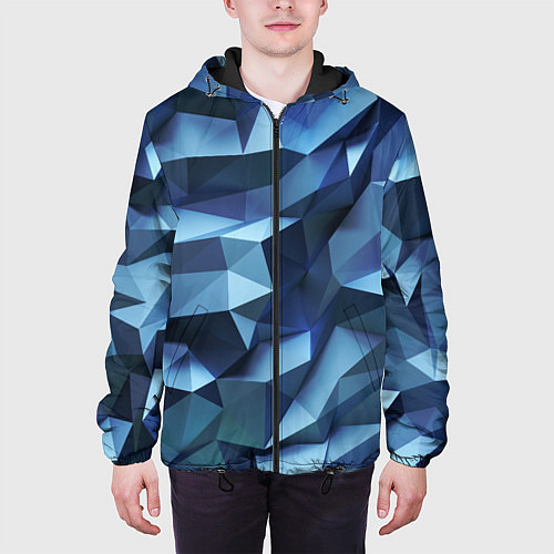 Мужская куртка Искаженная синяя геометрия / 3D-Черный – фото 3