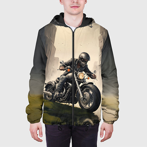 Мужская куртка Скетч байкер / 3D-Черный – фото 3