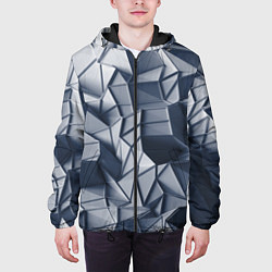 Куртка с капюшоном мужская Геометрические грани, цвет: 3D-черный — фото 2