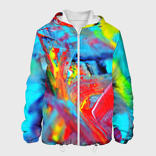 Мужская куртка Абстрактные краски неон / 3D-Белый – фото 1
