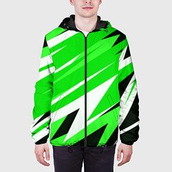 Куртка с капюшоном мужская Geometry stripes green, цвет: 3D-черный — фото 2