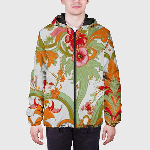 Мужская куртка Яркий цветочный узор / 3D-Черный – фото 3