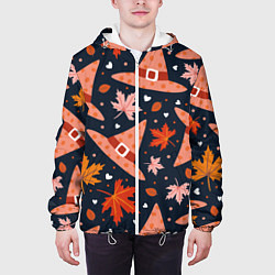 Куртка с капюшоном мужская Шляпа в осенних листьях, цвет: 3D-белый — фото 2