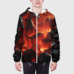 Куртка с капюшоном мужская Текстура черных камней, цвет: 3D-белый — фото 2