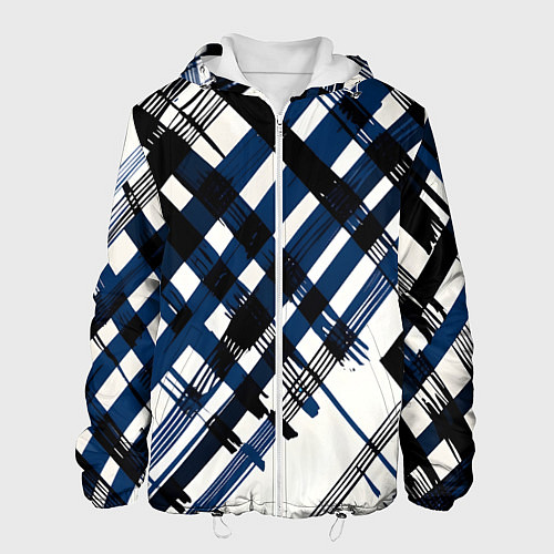 Мужская куртка Косая клетка бело-синяя / 3D-Белый – фото 1