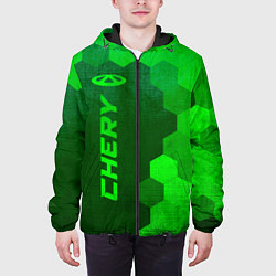 Куртка с капюшоном мужская Chery - green gradient по-вертикали, цвет: 3D-черный — фото 2