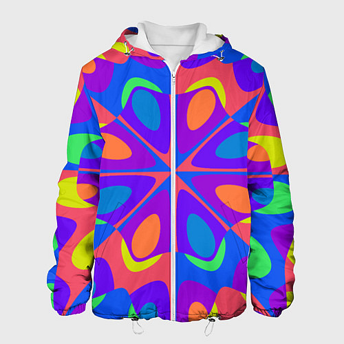Мужская куртка Оптический узор красочная мозаика / 3D-Белый – фото 1