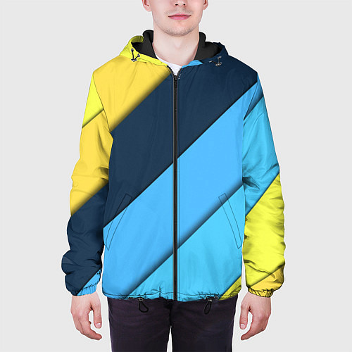 Мужская куртка Линии геометрия / 3D-Черный – фото 3