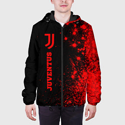 Куртка с капюшоном мужская Juventus - red gradient по-вертикали, цвет: 3D-черный — фото 2