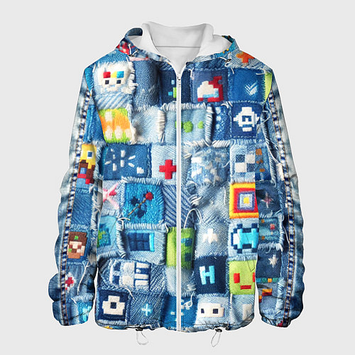 Мужская куртка Minecraft значки на пэчворк / 3D-Белый – фото 1