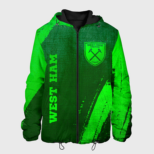 Мужская куртка West Ham - green gradient вертикально / 3D-Черный – фото 1