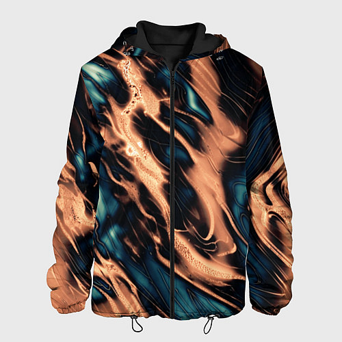 Мужская куртка Абстракция тёмный бирюзово-медный / 3D-Черный – фото 1