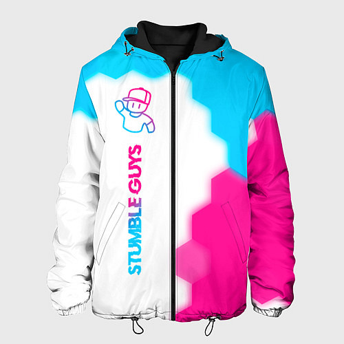 Мужская куртка Stumble Guys neon gradient style по-вертикали / 3D-Черный – фото 1