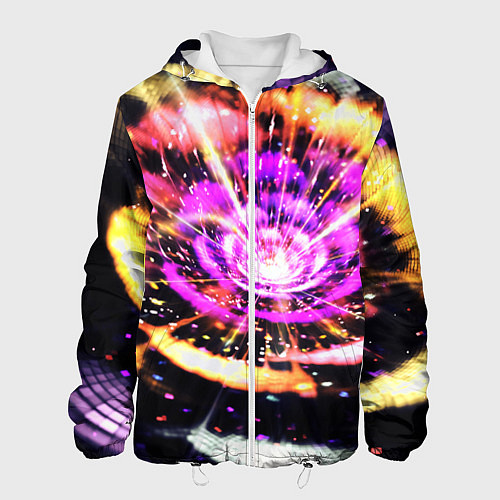 Мужская куртка Оптический узор цветок / 3D-Белый – фото 1
