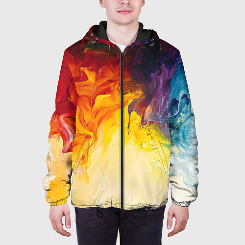 Мужская куртка Подтеки масляных красок / 3D-Черный – фото 3