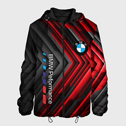 Куртка с капюшоном мужская BMW geometry stripes red, цвет: 3D-черный