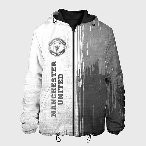 Мужская куртка Manchester United - white gradient по-вертикали / 3D-Черный – фото 1