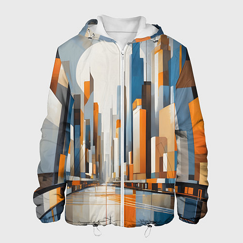 Мужская куртка Архитектура город абстракция / 3D-Белый – фото 1