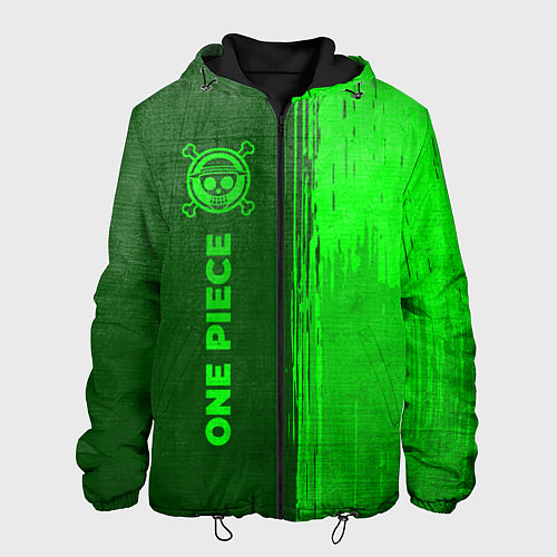 Мужская куртка One Piece - green gradient по-вертикали / 3D-Черный – фото 1