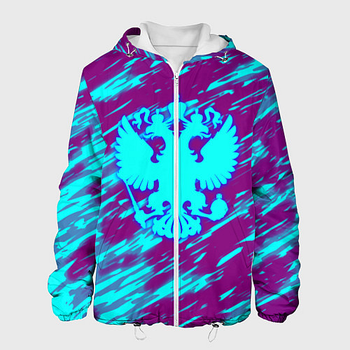 Мужская куртка Герб РФ холодные краски / 3D-Белый – фото 1