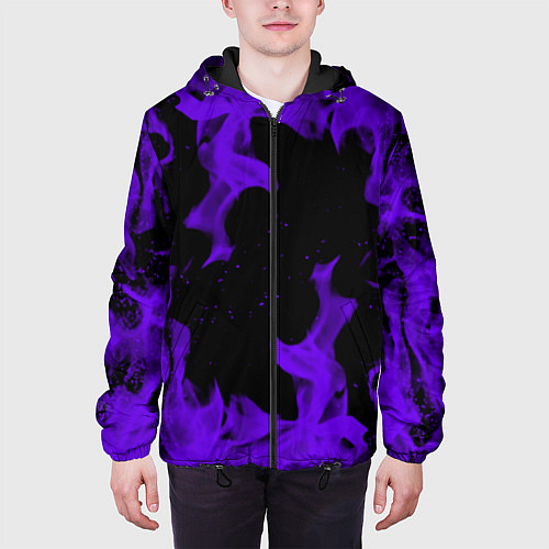 Мужская куртка Неоновый фиолетовый огонь / 3D-Черный – фото 3
