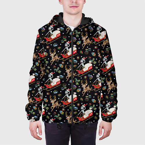 Мужская куртка Рик и Морти сани с оленем - Christmas / 3D-Черный – фото 3