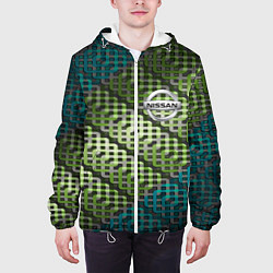 Куртка с капюшоном мужская Nissan авто текстура узор, цвет: 3D-белый — фото 2