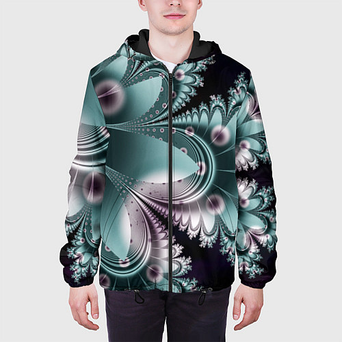 Мужская куртка Фракталы узорный стиль / 3D-Черный – фото 3